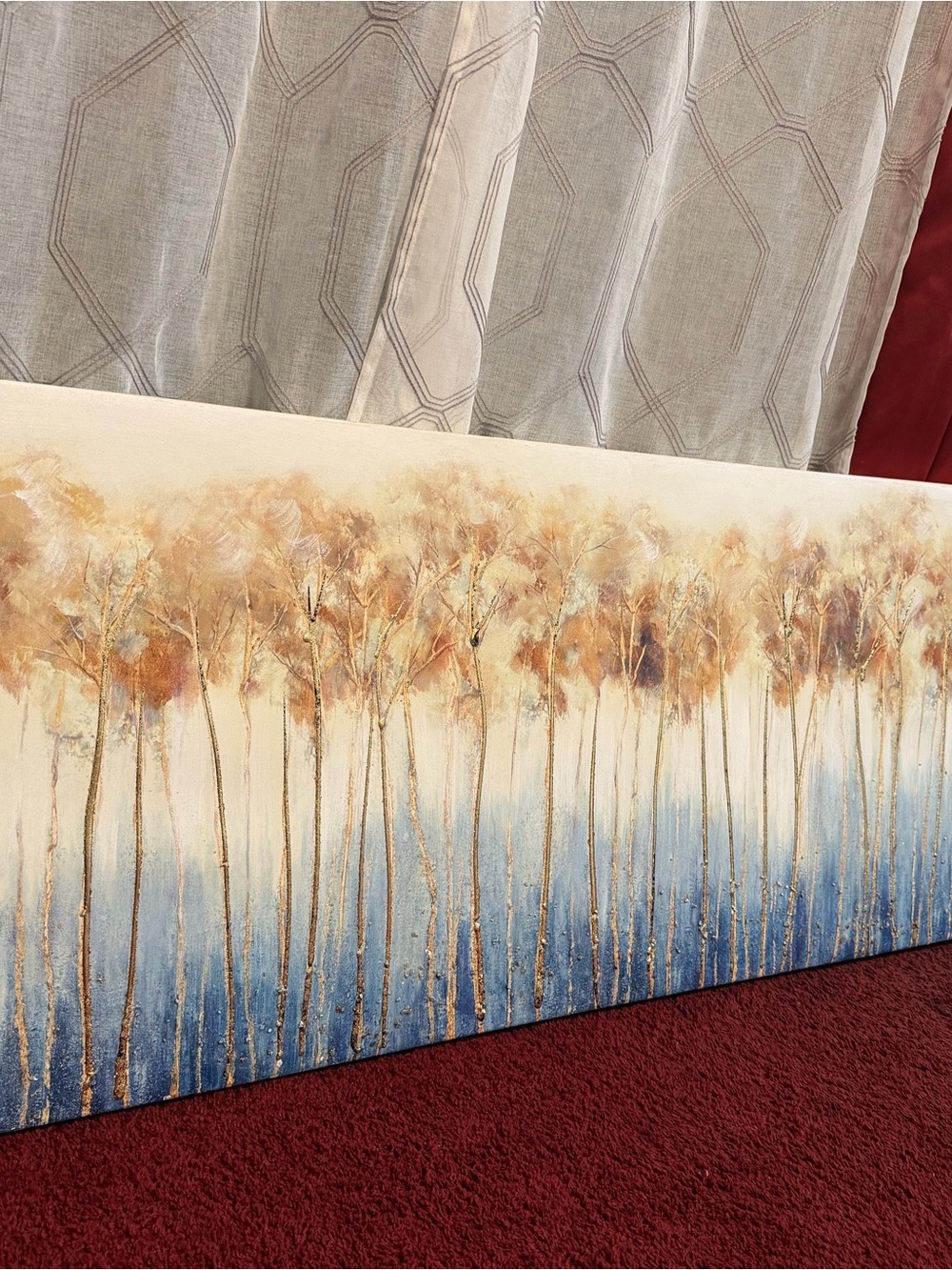 Gold and Blue Woodland Canvas Art - Elegant Tree Landscape